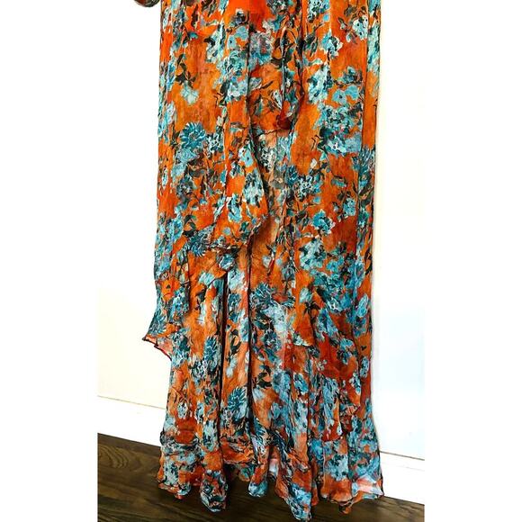 Caroline Constas Vivian Asymmetric Ruffled Floral Silk Chiffon Dress size Medium - Picture 12 of 16